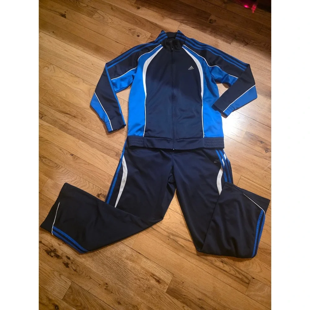 Adidas Mens Tracksuit Navy‎ Blue Royal Full Zip Jacket Pants Set E77355 Large